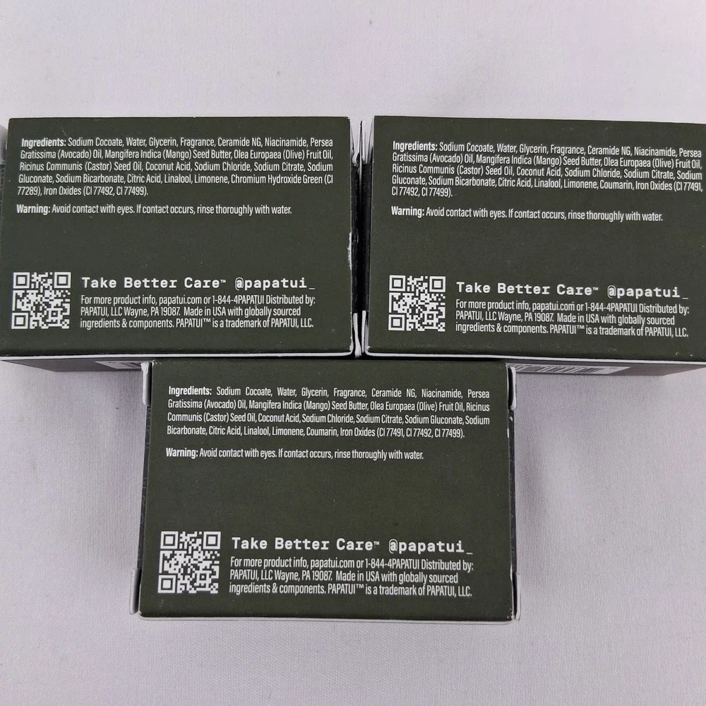 Papatui Enriching Bar Soap 3 Pack of 1.4 oz Lush Coconut‎ Sandalwood Cedar Sport
